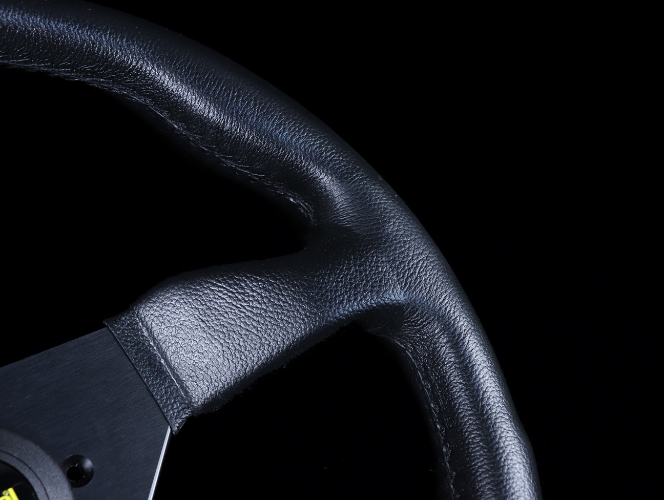 Personal Grinta 350mm Steering Wheel - Black Polyurethane / Yellow Horn Button