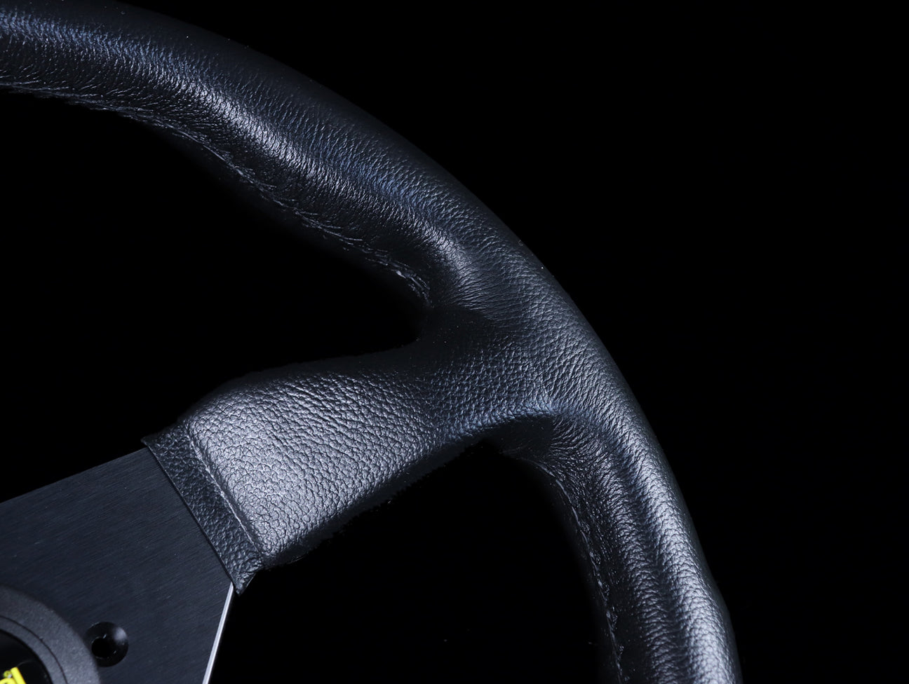 Personal Grinta 350mm Steering Wheel - Black Polyurethane /  Yellow Horn Button