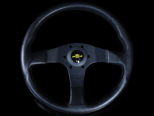 Personal Grinta Blitz Steering Wheel - Black Polyurethane / Yellow Horn Button