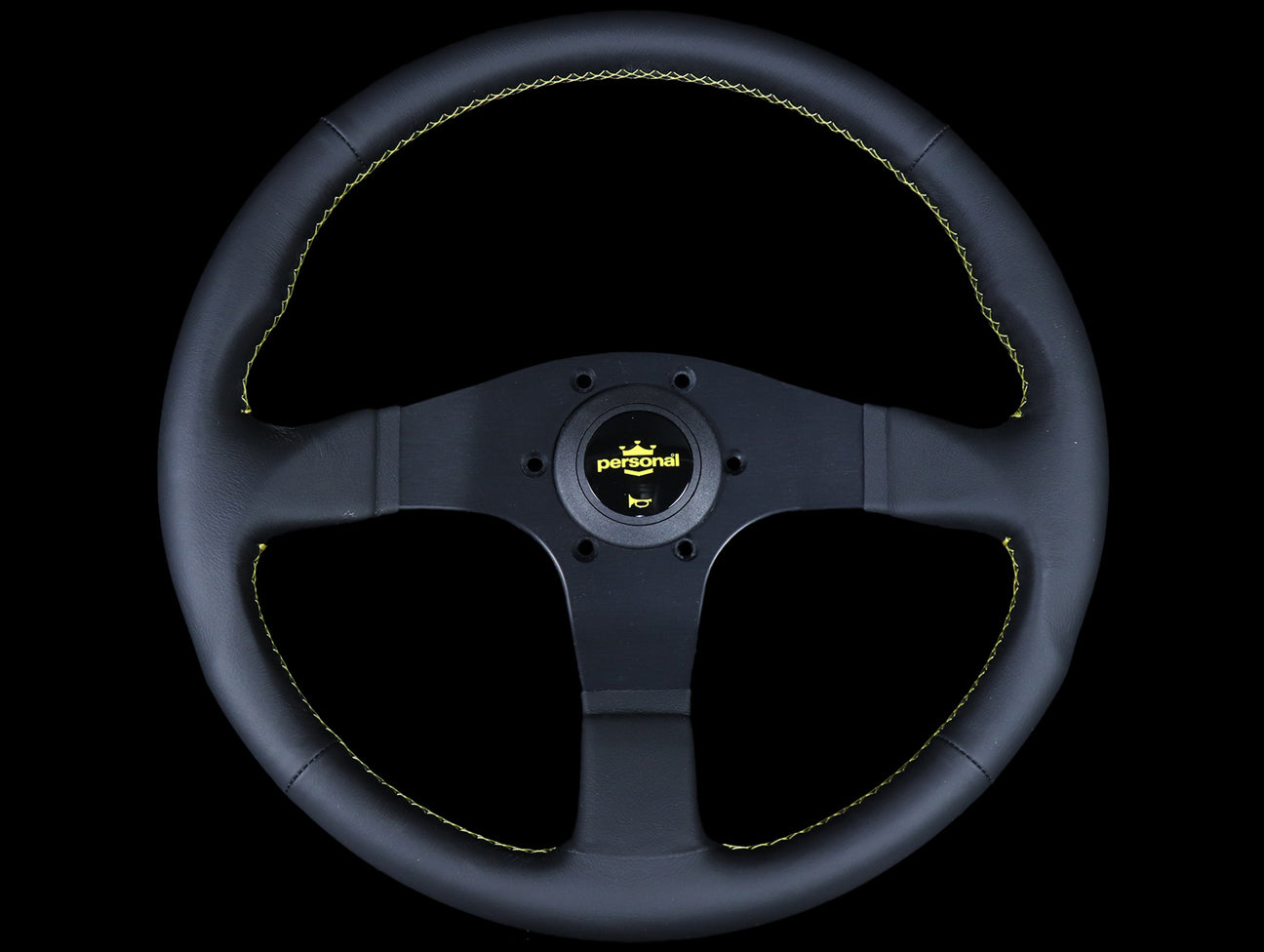 Personal Neo Actis 330mm Steering Wheel - Black Leather / Yellow Stitch