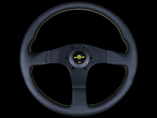 Personal Neo Actis 340mm Steering Wheel - Black Leather / Yellow Stitch