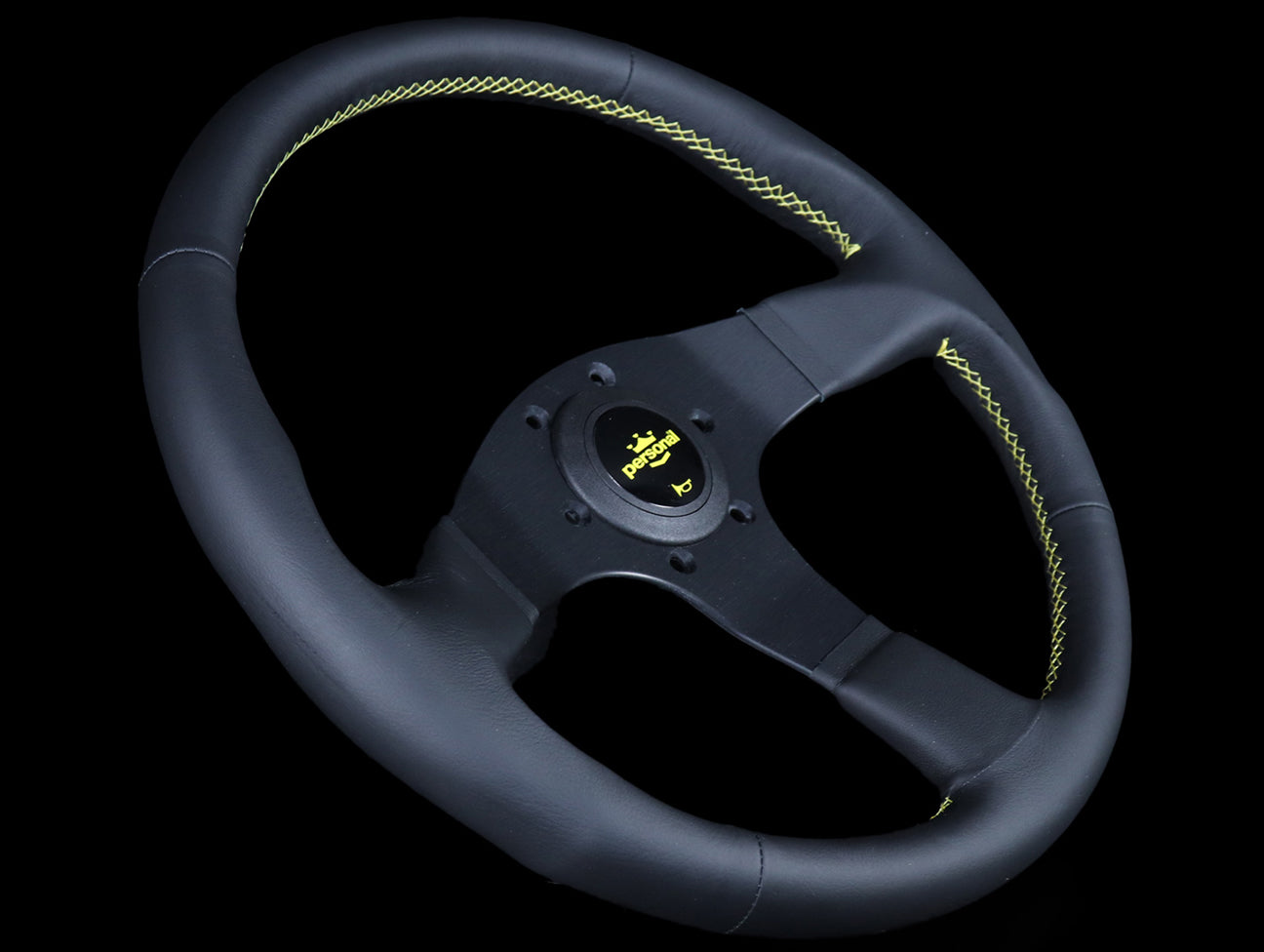 Personal Neo Actis 340mm Steering Wheel - Black Leather / Yellow Stitch