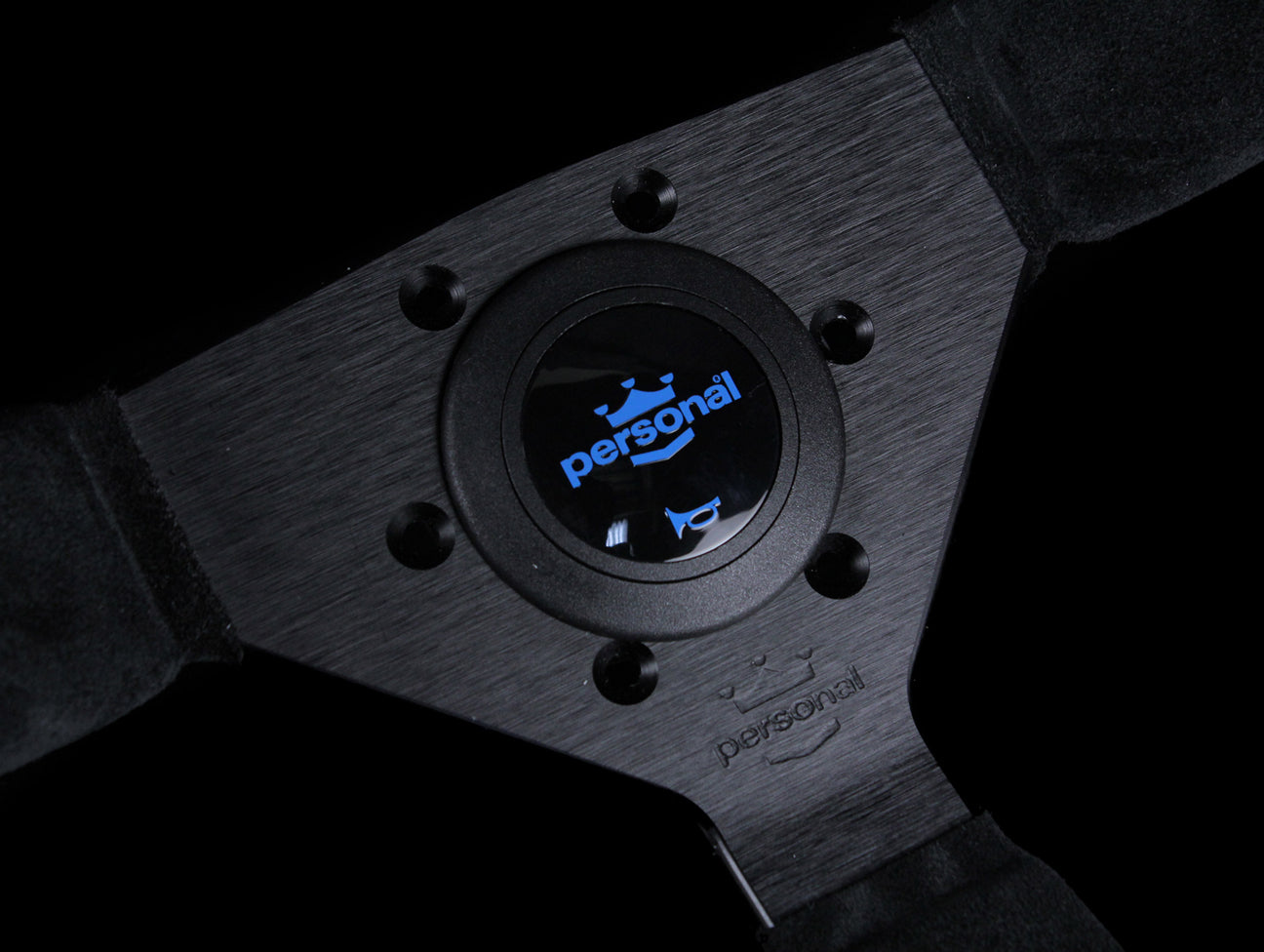 Personal Neo Grinta 330mm Steering Wheel - Black Suede / Blue Stitch