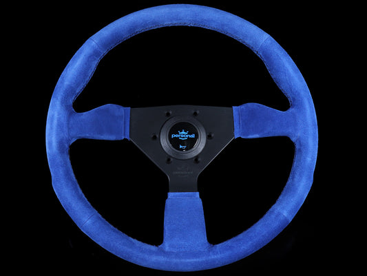 Personal Neo Grinta 350mm Steering Wheel - Blue Suede / Black Spokes / Black Stitch