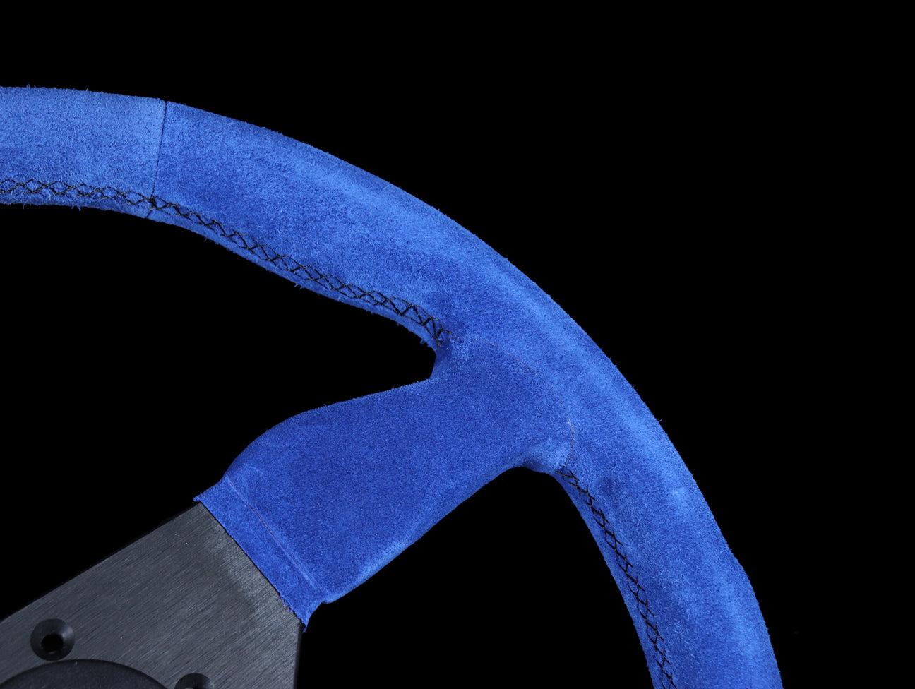 Personal Neo Grinta 350mm Steering Wheel - Blue Suede / Black Spokes / Black Stitch