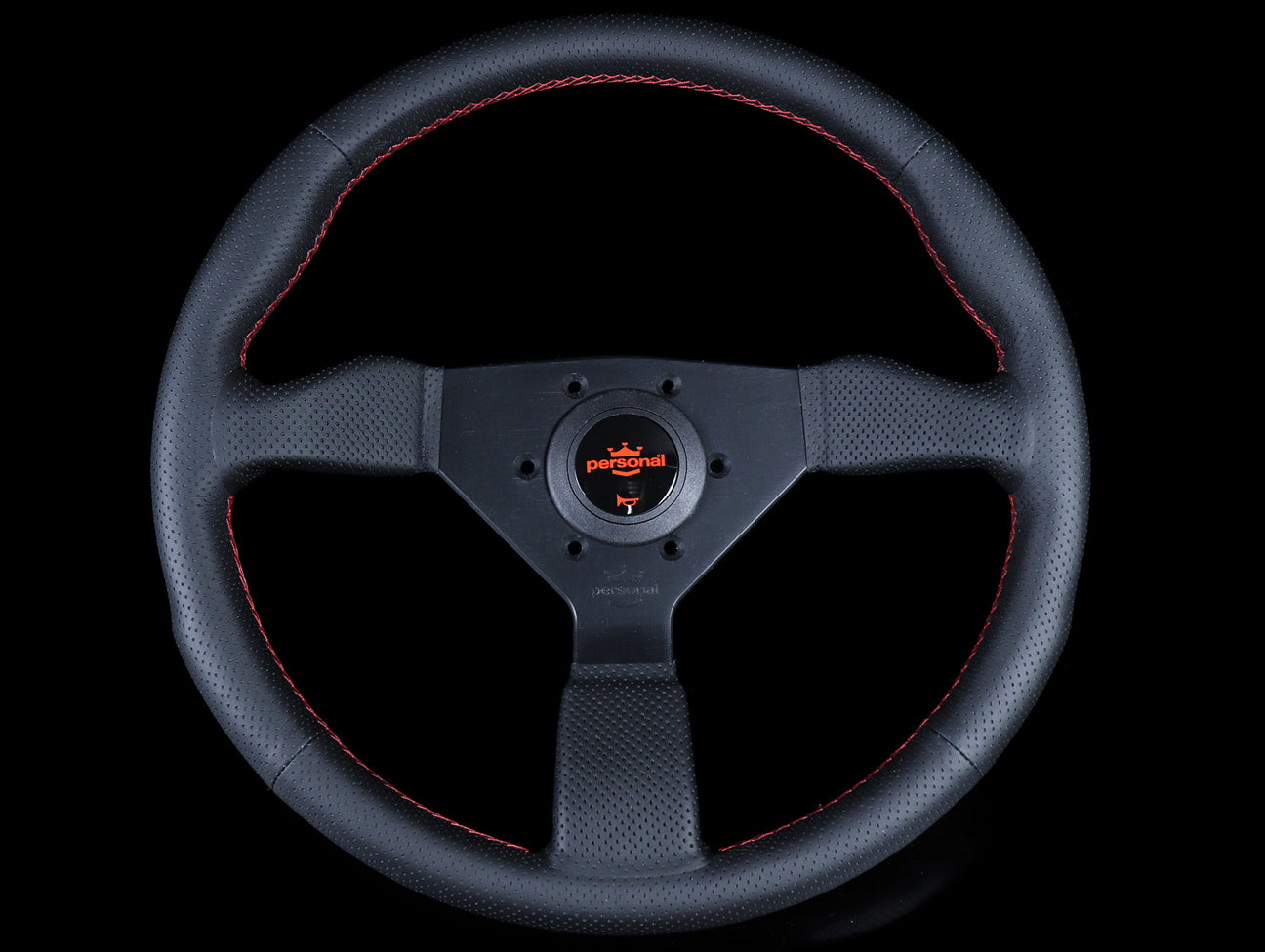 Personal Grinta 330/350mm Steering Wheel - Black Perforated Leather / Red  Stitch - JHPUSA