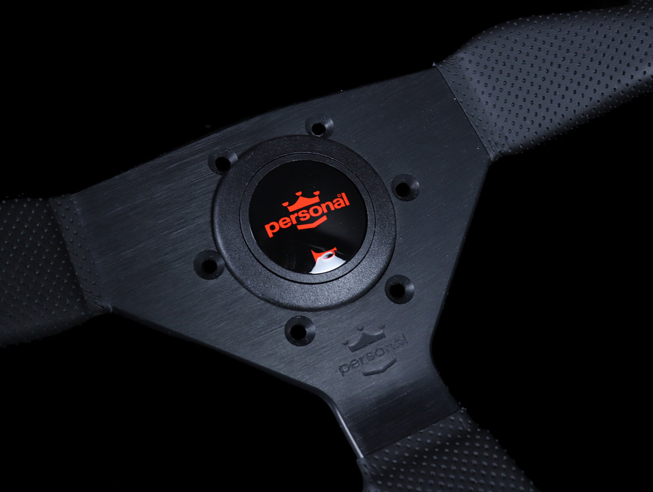 Personal Neo Grinta Steering Wheel - Black Perforated Leather / Red Stitch