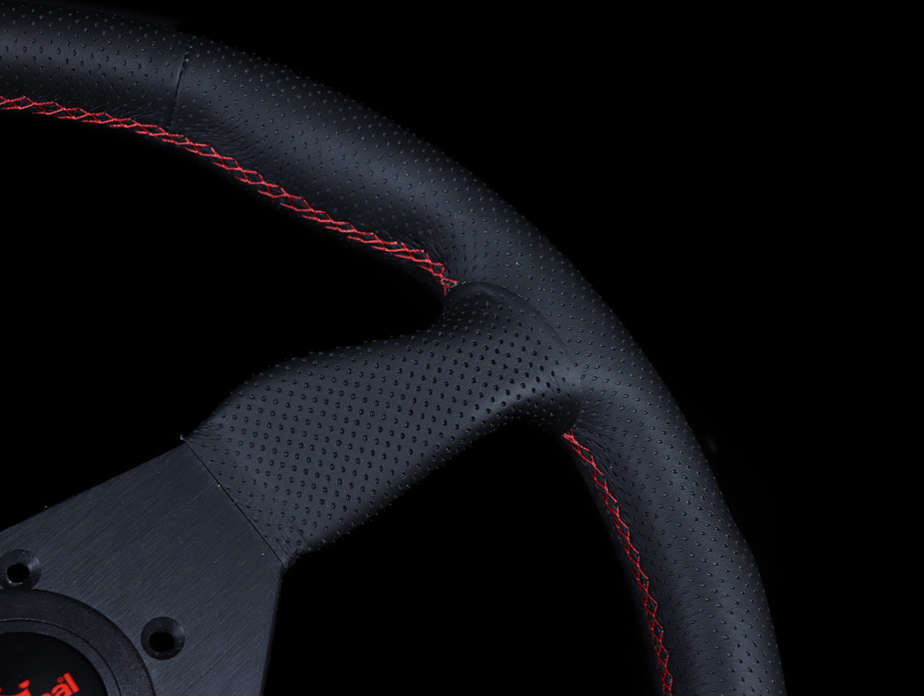 Personal Neo Grinta Steering Wheel - Black Perforated Leather / Red Stitch