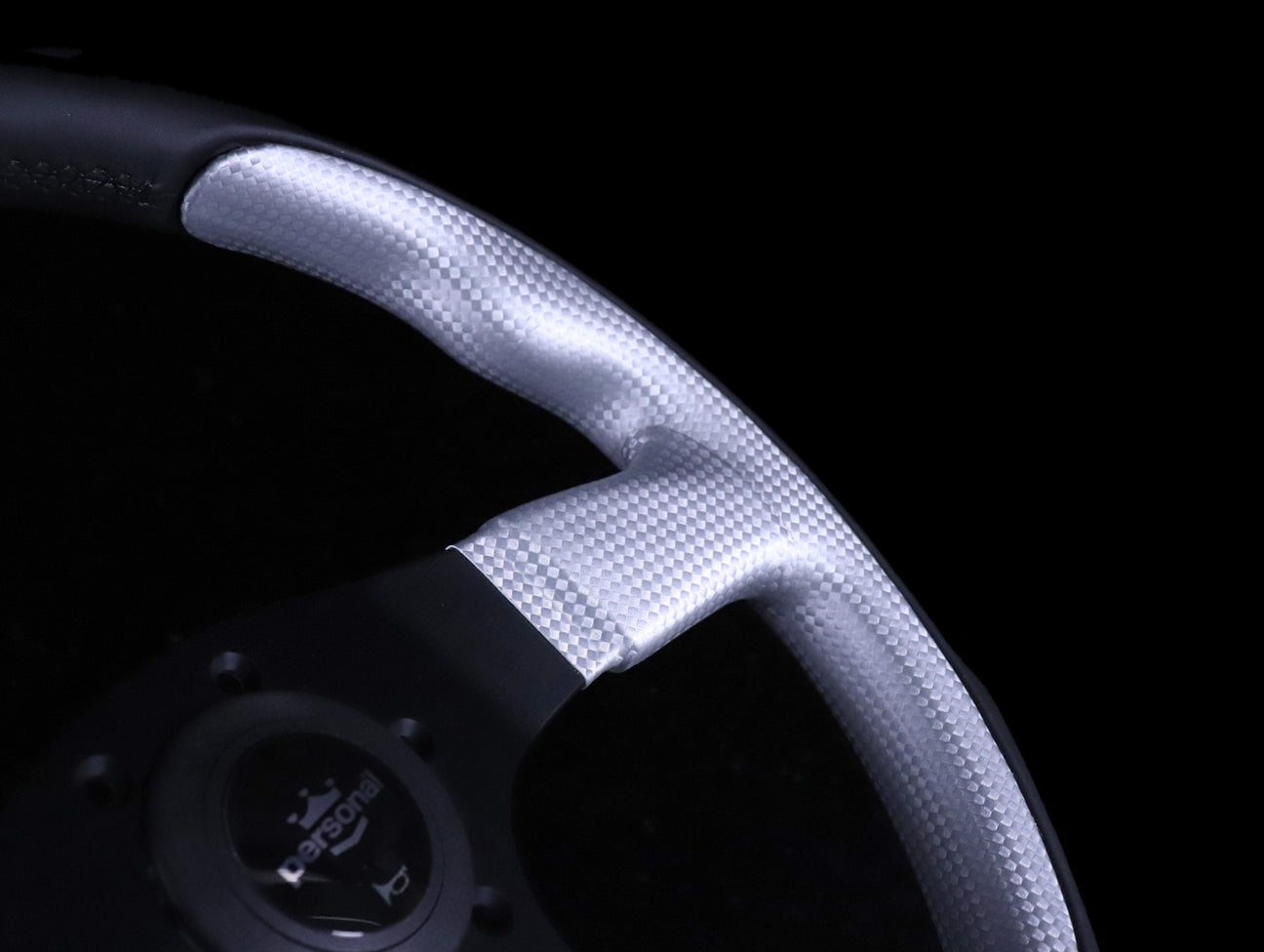 Personal Pole Position 350mm Steering Wheel - Black & Inox Silver Leather