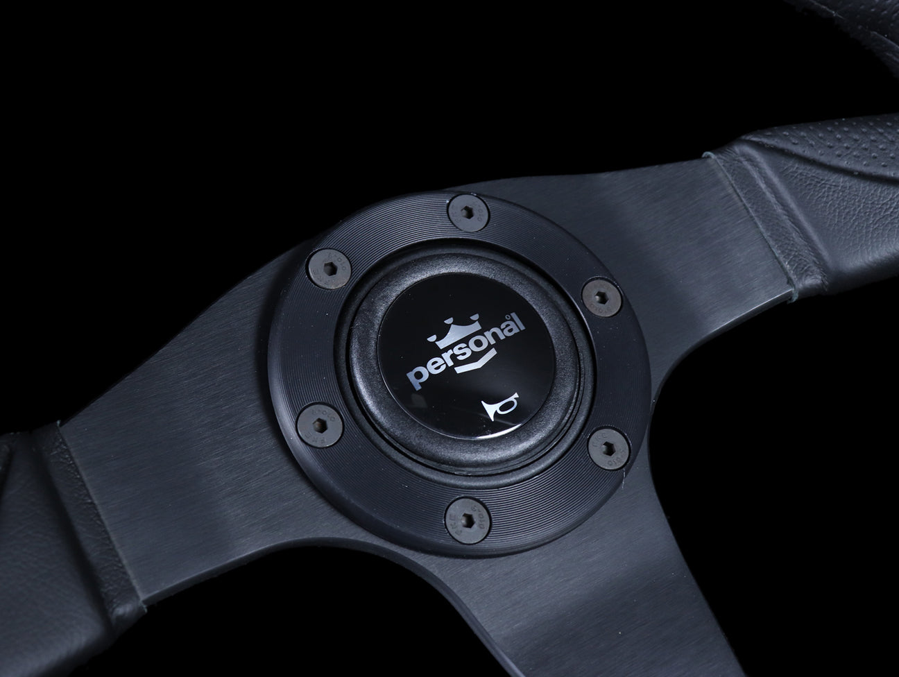 Personal Thunder 350mm Steering Wheel - Black Leather / Silver Horn Button
