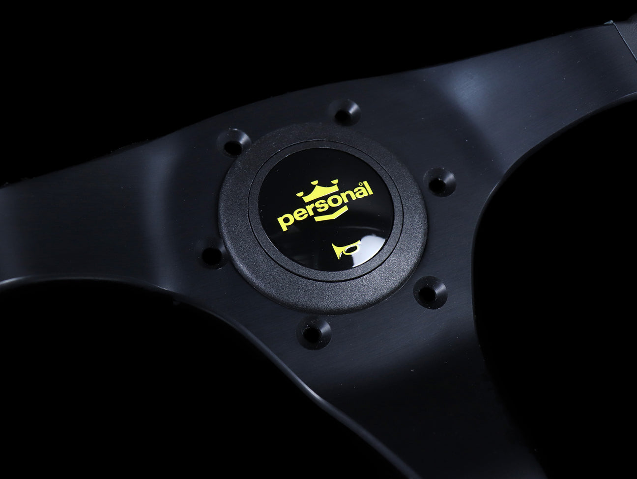 Personal Trophy 350mm Steering Wheel - Black Leather / Yellow Stitch