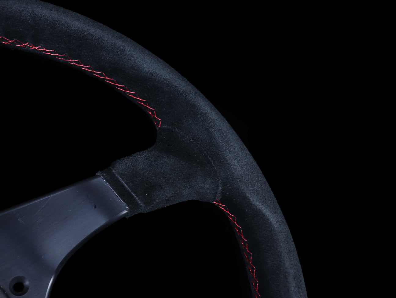 Personal Trophy 350mm Steering Wheel - Black Suede / Red Stitch