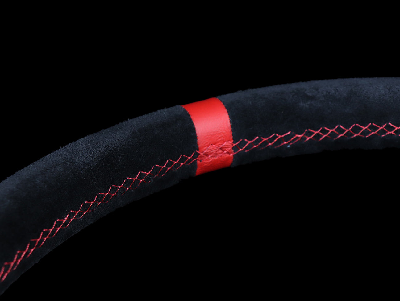 Personal Trophy 350mm Steering Wheel - Black Suede / Red Stitch
