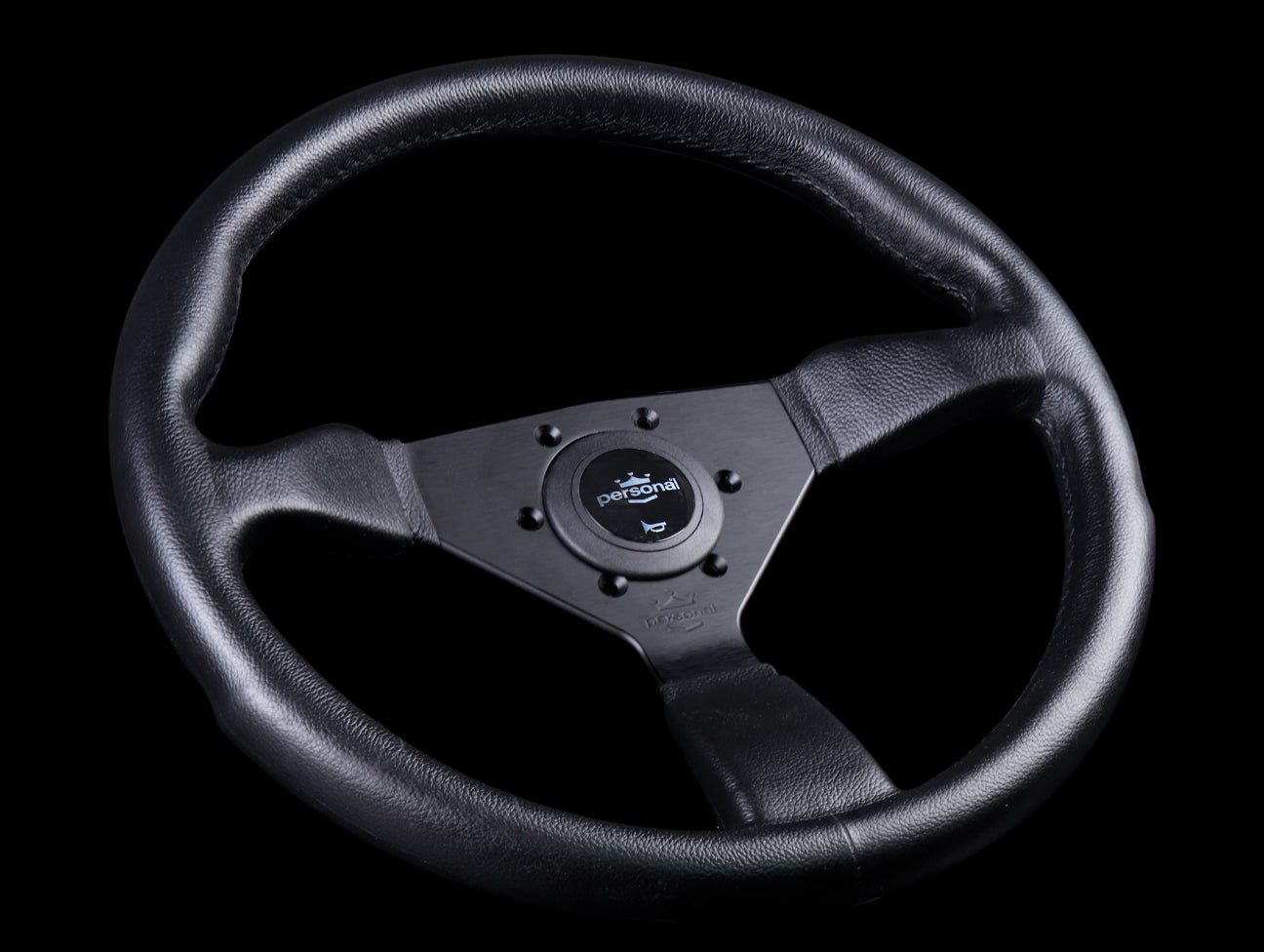 Personal Grinta 350mm Steering Wheel - Black Polyurethane / Silver Horn Button