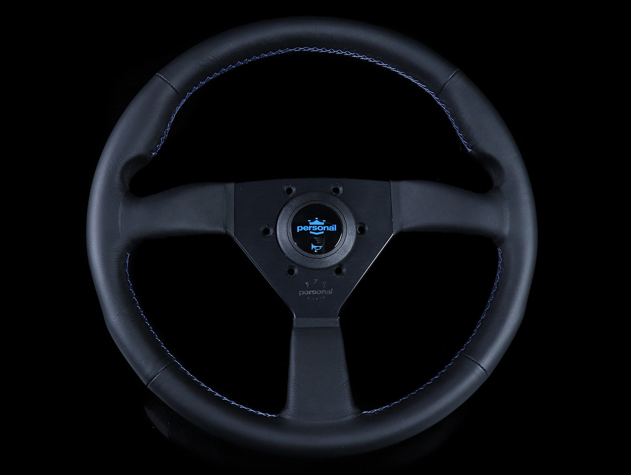 Personal Neo Eagle 340mm Steering Wheel - Black Leather / Blue Stitch