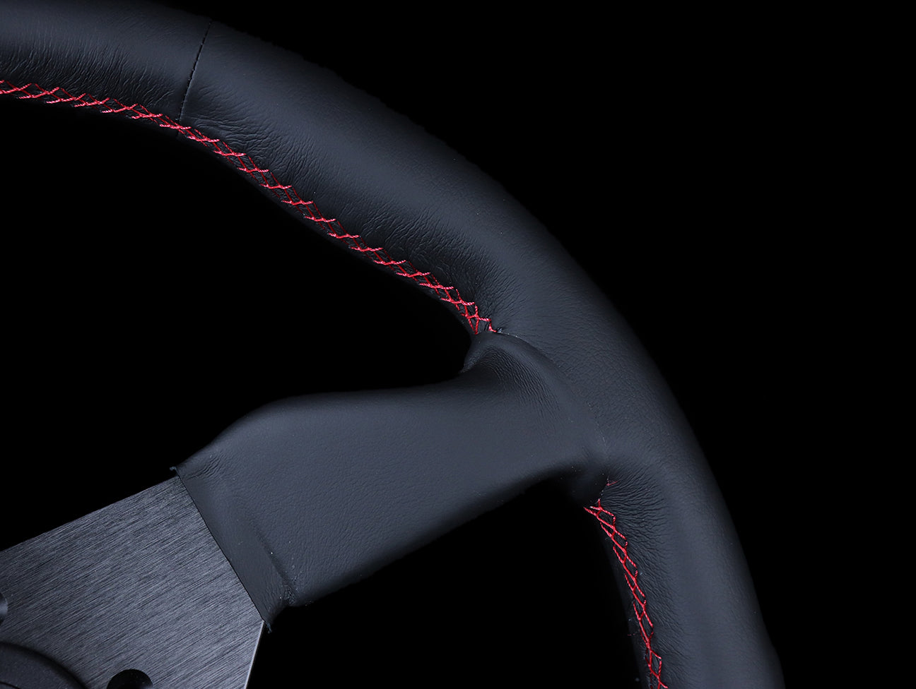 Personal Neo Grinta 330mm Steering Wheel - Black Leather / Red Stitch