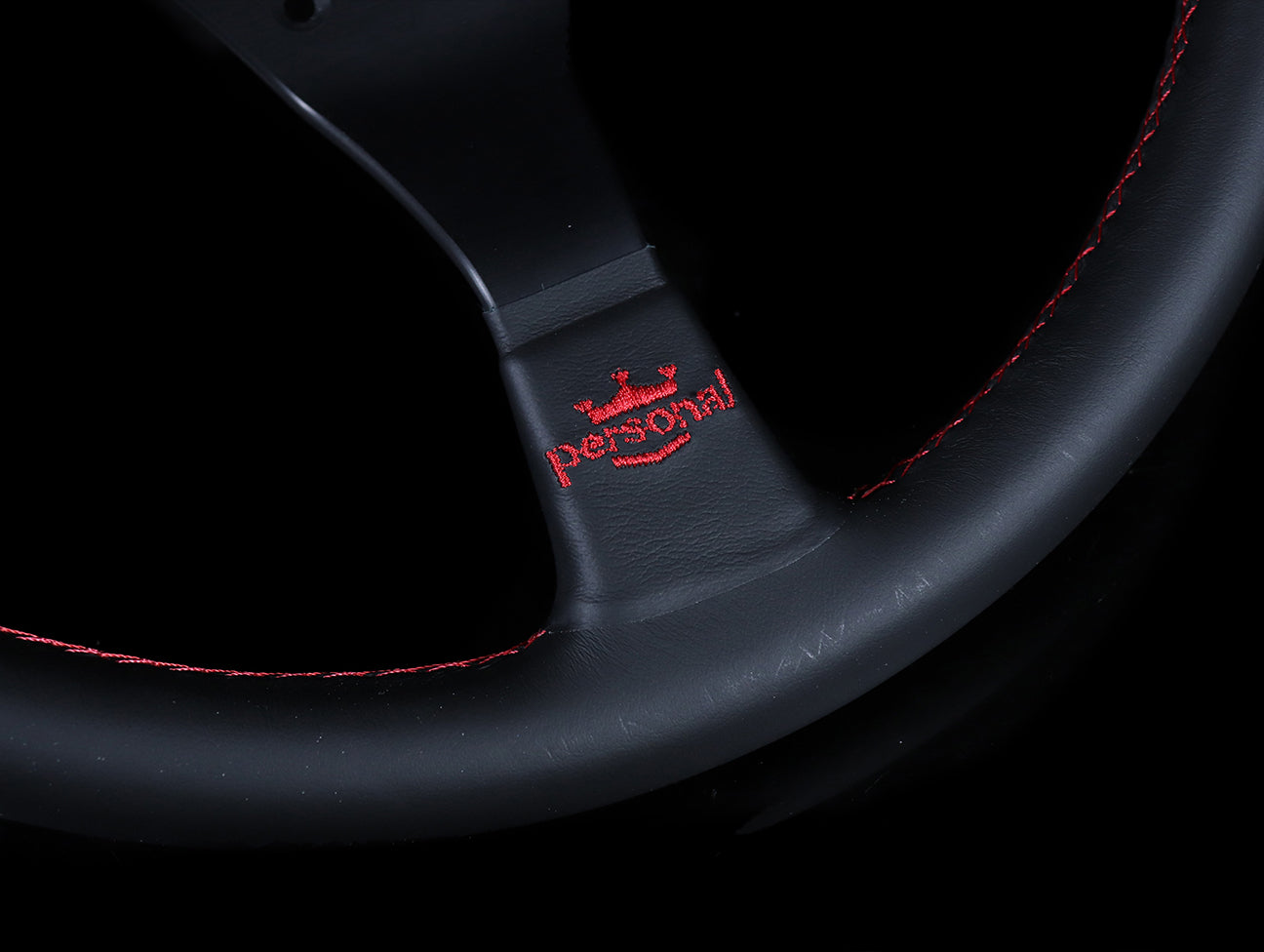 Personal Trophy 350mm Steering Wheel - Black Leather / Red Stitch