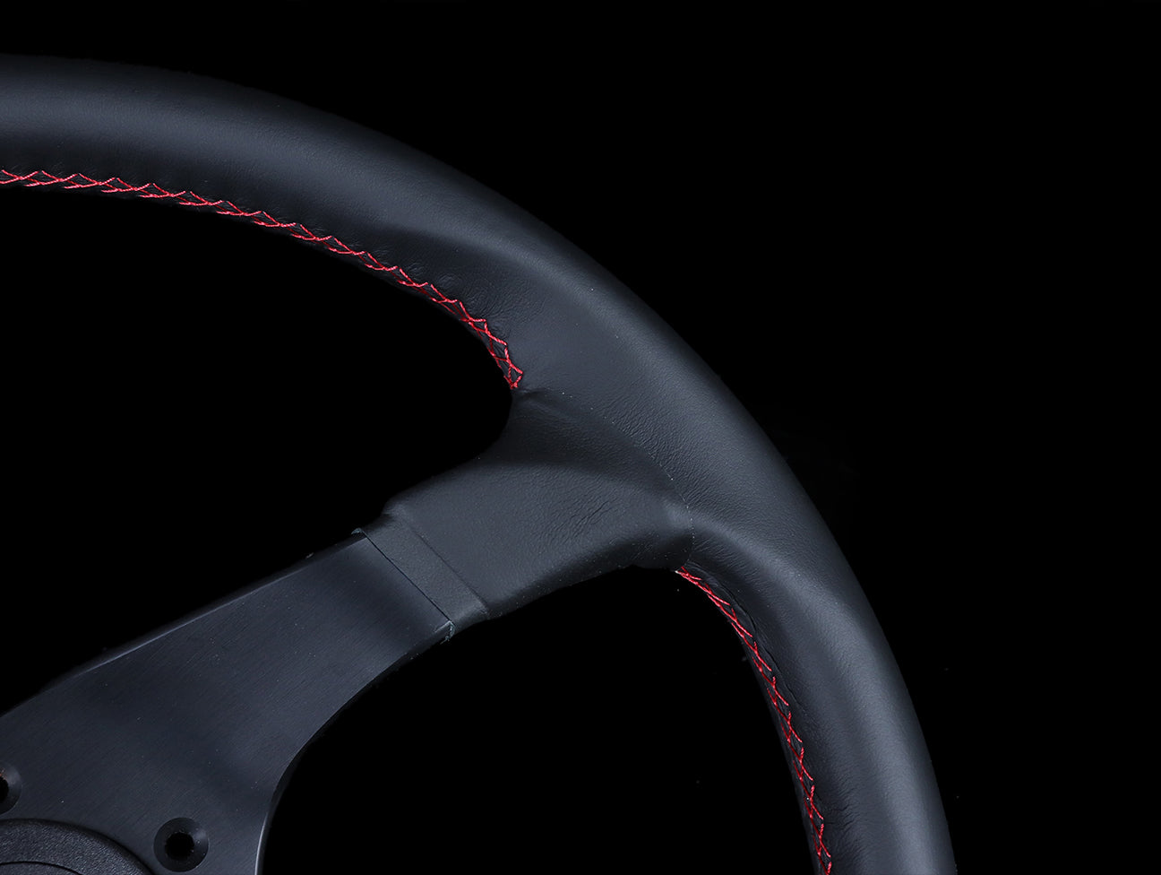Personal Trophy 350mm Steering Wheel - Black Leather / Red Stitch