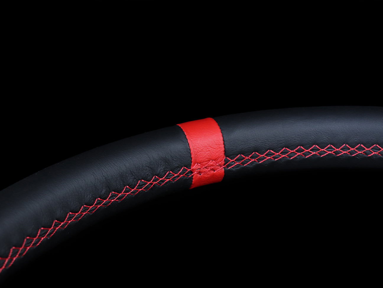 Personal Trophy 350mm Steering Wheel - Black Leather / Red Stitch