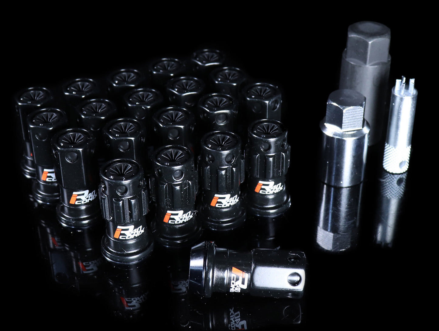 Project Kics R40 Iconix Extended Lug Nuts With Locks - Black M12x1.50