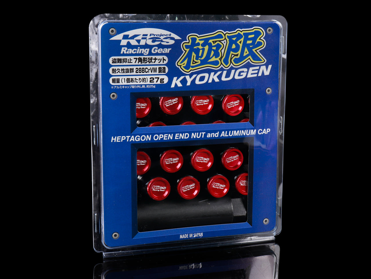 Project Kics Kyokugen Lug Nut Set with Red Aluminum Cap - M12 x 1.50