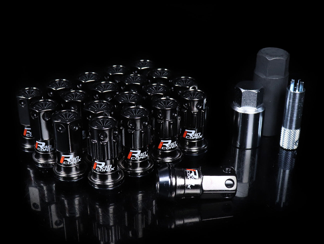 Project Kics R40 Iconix Extended Lug Nuts With Locks - Black Chrome M12x1.50