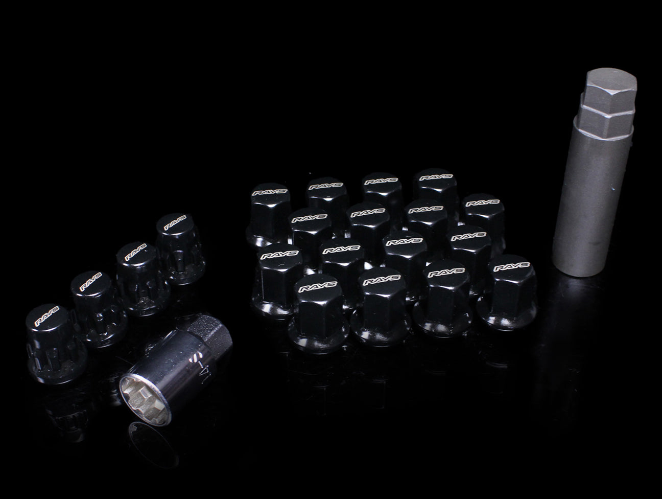 RAYS 17 Hex Lug Nuts and Lock Set - Black