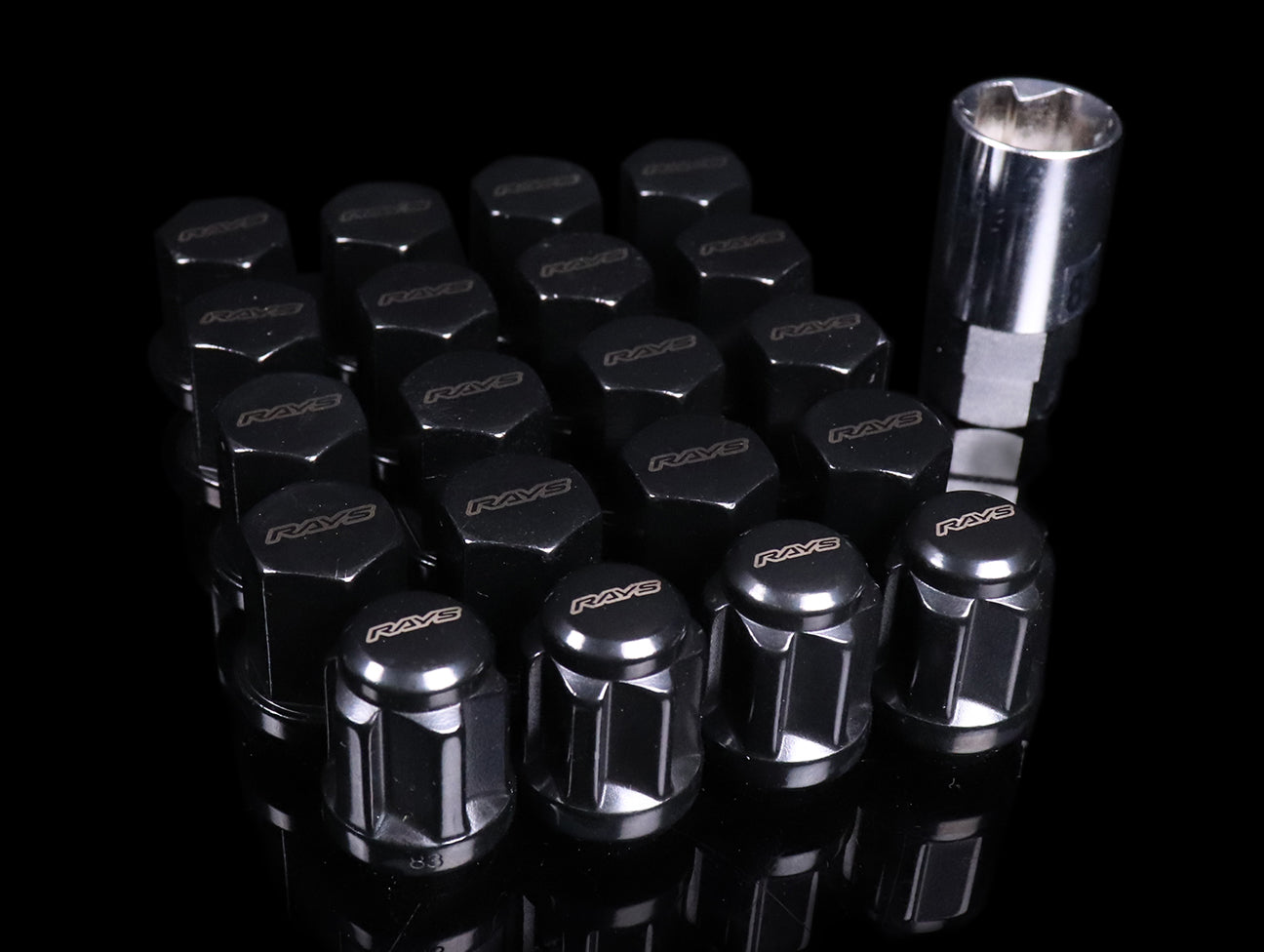 Rays 19 Hex Lug Nut & Lock Set - Black M14x1.50