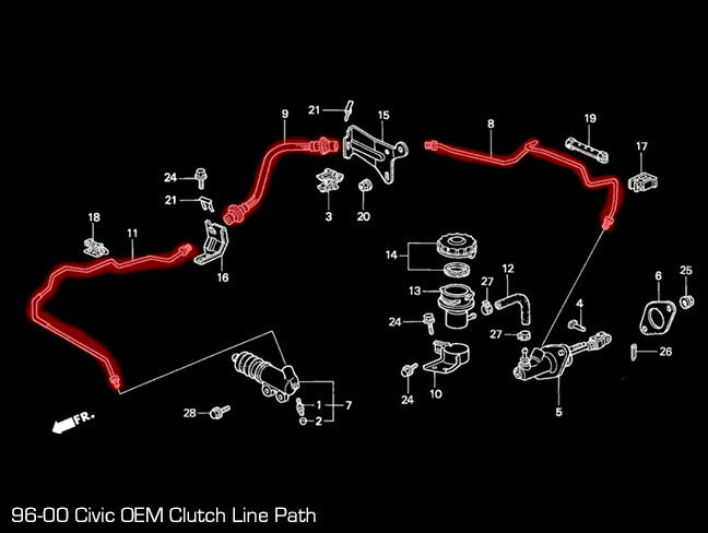 Goodridge Black Hydraulic Clutch Line V2 - K-swap & 06-15 Civic Si / 05-06 RSX