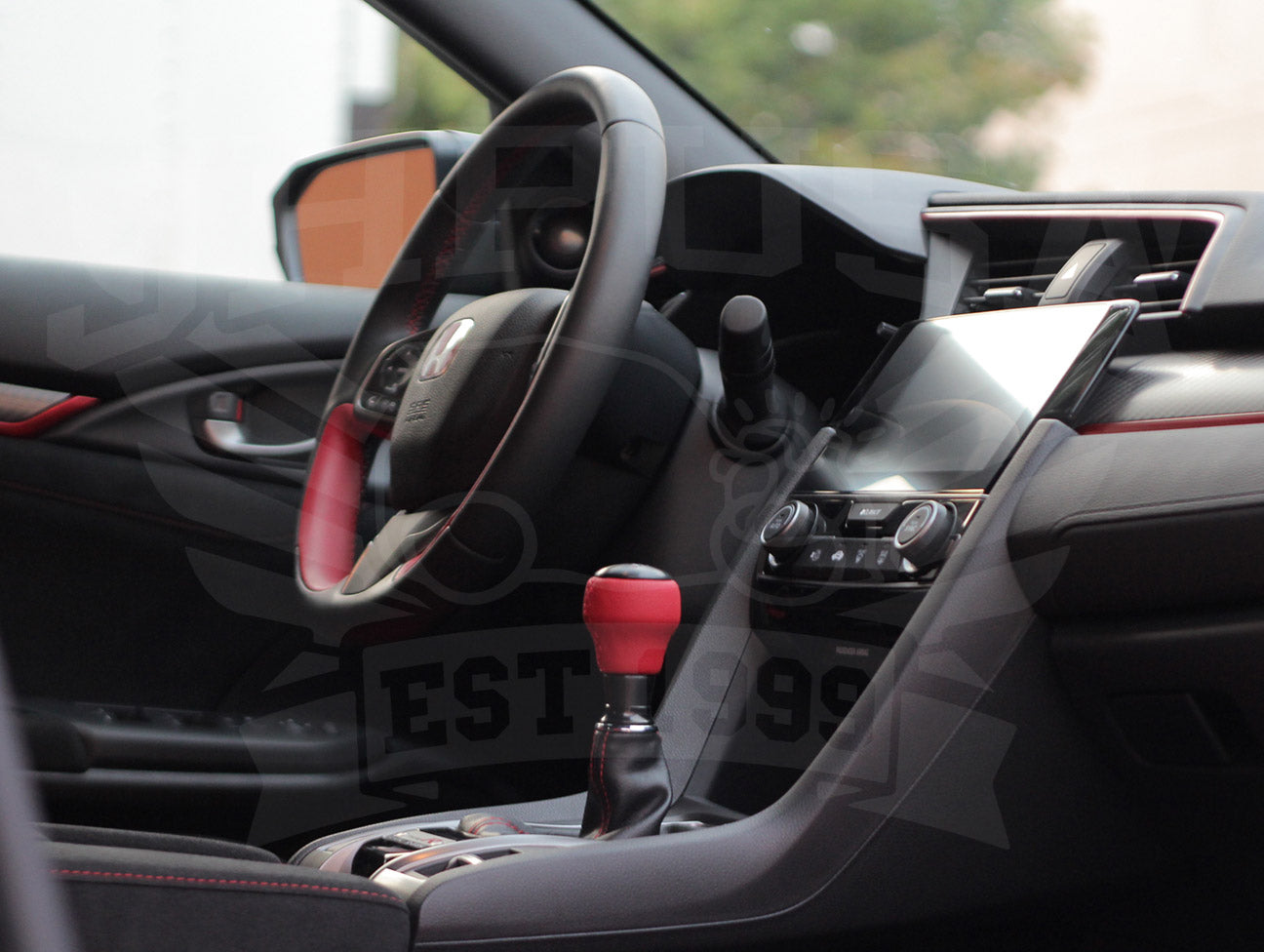 Honda Red Leather Black Alumite Shift Knob (6-speed) - 2017+ Civic Type-R (FK8)