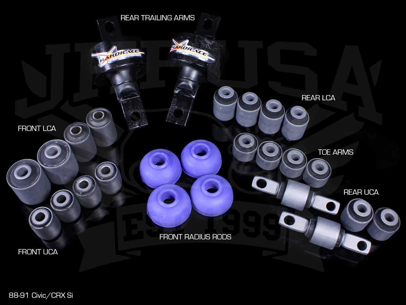 Hardrace Hard Rubber Bushing Set - 88-91 EF Civic/CRX Si