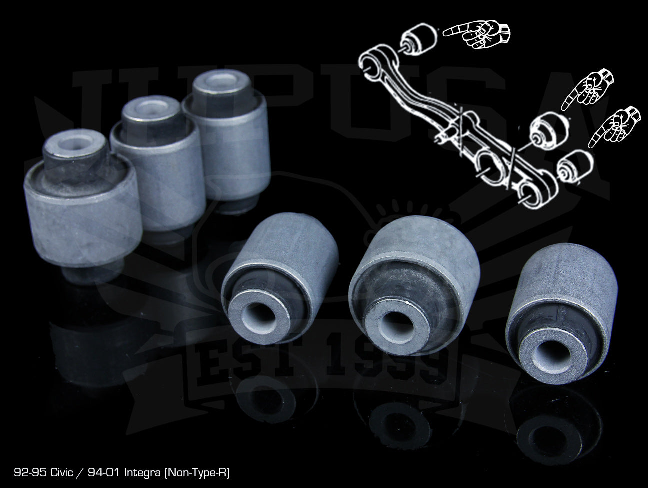 Hardrace Rear Lower Control Arm Bushings - 92-95 Civic / 94-01 Integra
