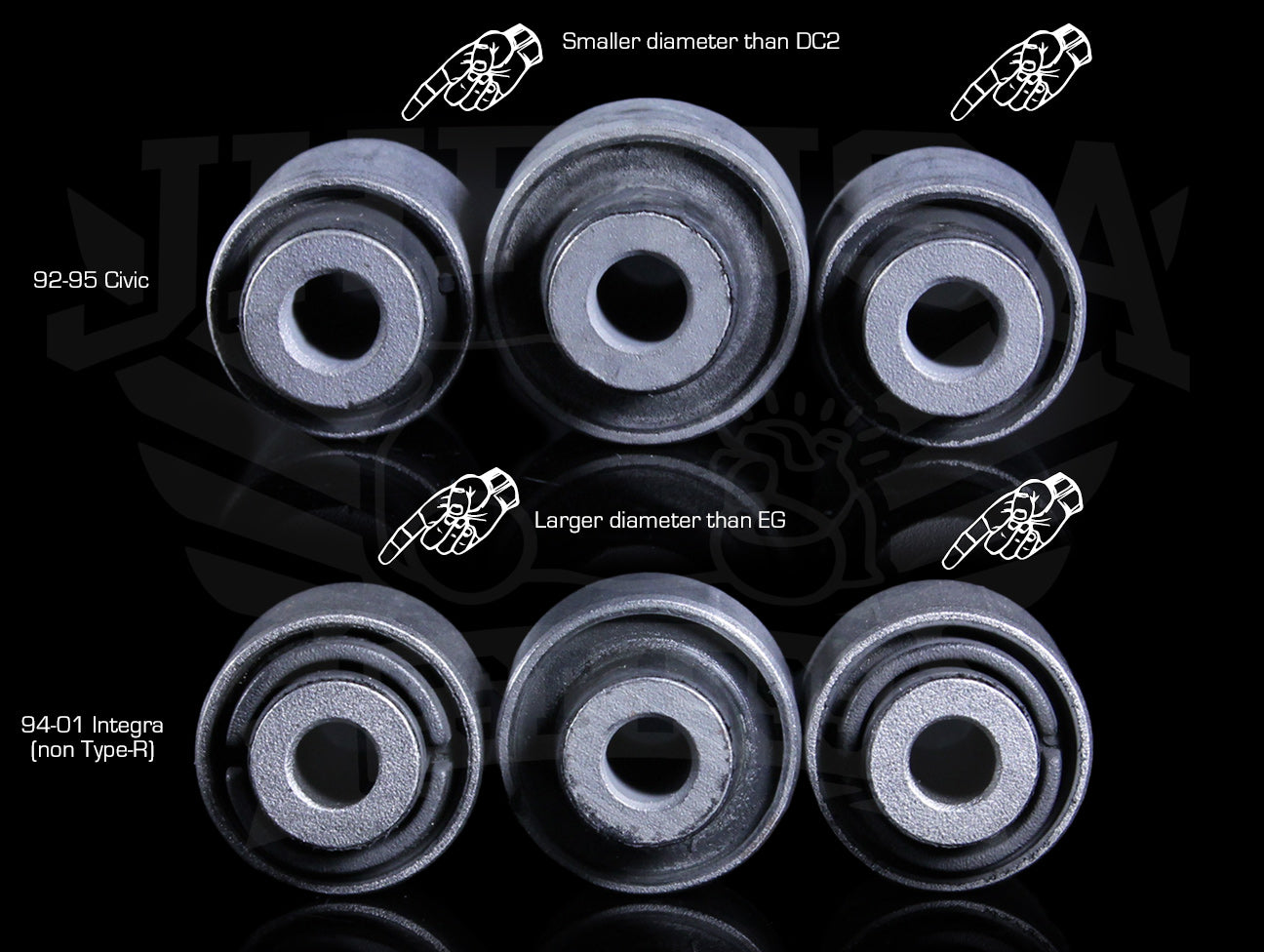 Hardrace Rear Lower Control Arm Bushings - 92-95 Civic / 94-01 Integra