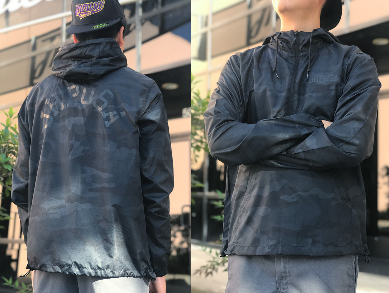 JHPUSA Windbreaker Anorak Jacket - Black Camo