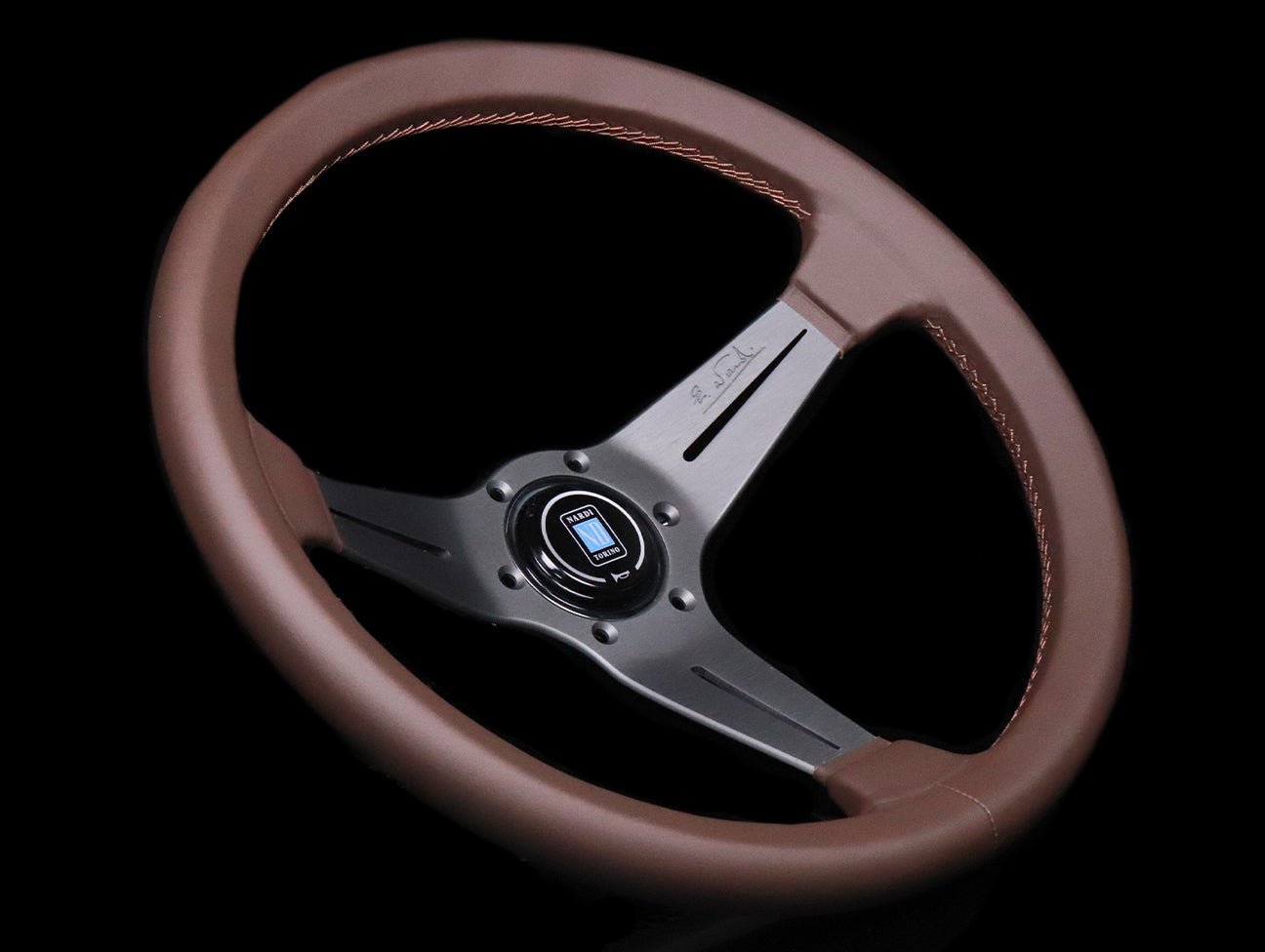 Nardi Deep Corn Revolution Brown Leather Steering Wheel