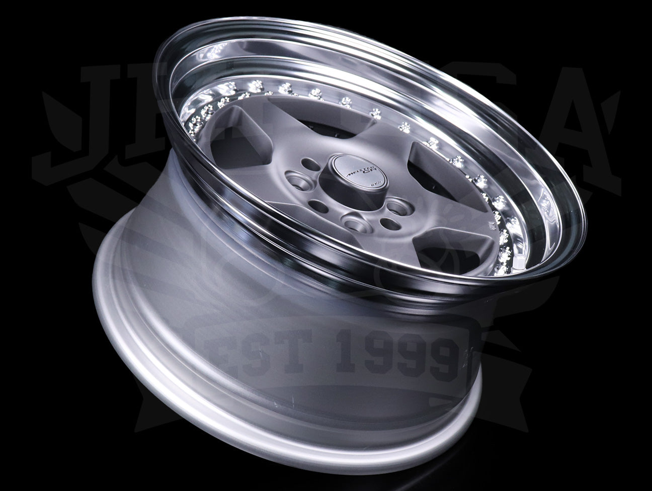 Work Meister CR 01 3-Piece Wheels - Gunmetal w/Polish Lip 15x8 / 4x100