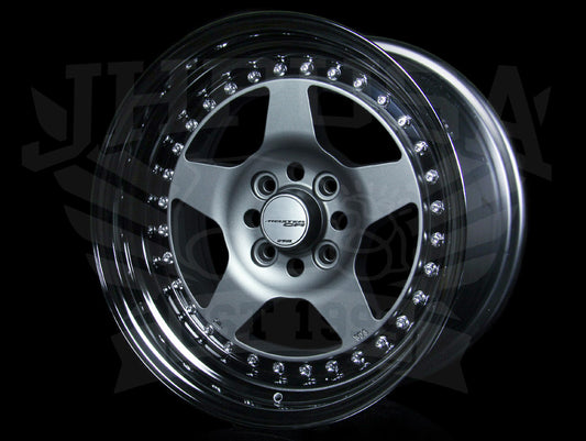 Work Meister CR 01 3-Piece Wheel - Gunmetal w/ Black Lip 15x8 / 4x100