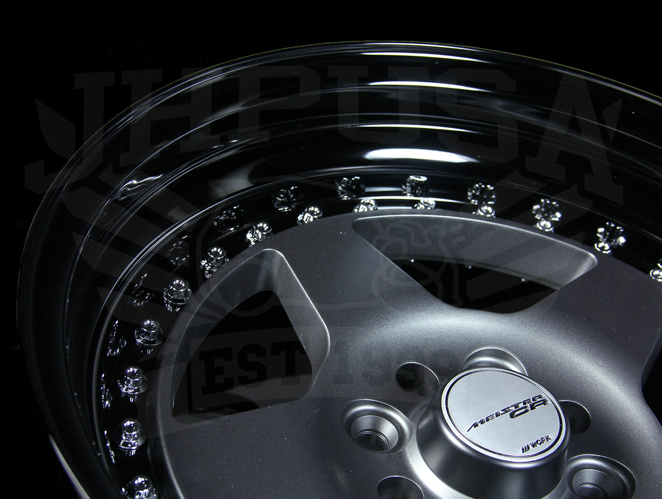 Work Meister CR 01 3-Piece Wheel - Gunmetal w/Black Lip 15x8 / 4x100