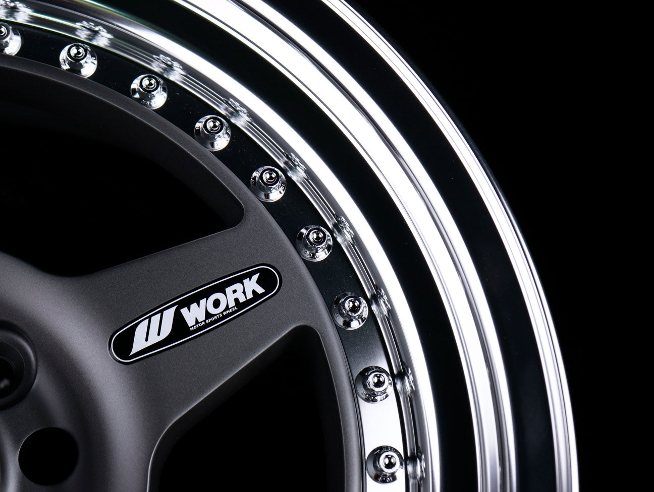 Work Meister CR 01 3-Piece Wheels - Matte Gunmetal w/ Polished Lip - 16" Wheels