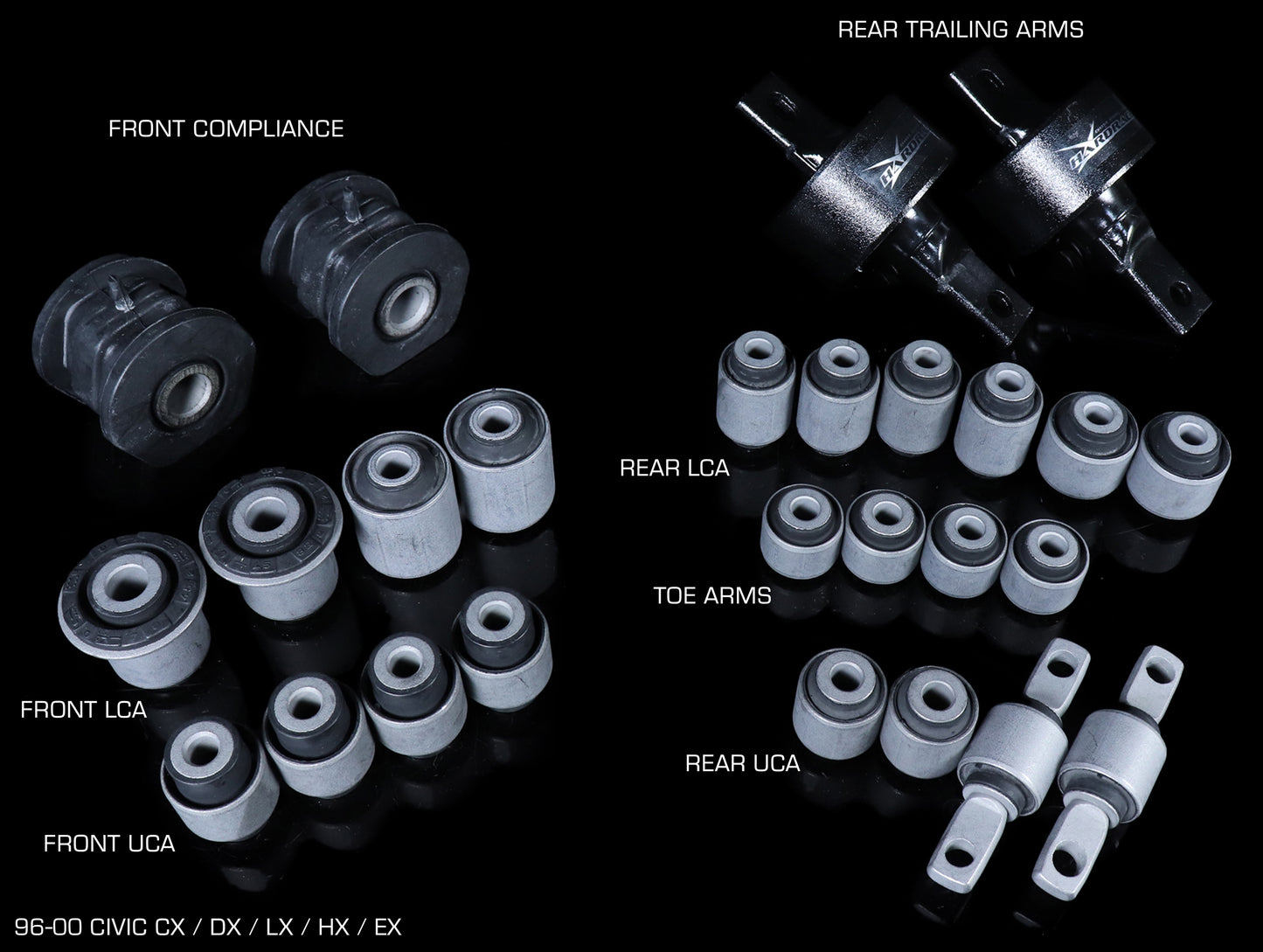 Hardrace Hard Rubber Bushing Set - 96-00 Civic CX-EX / 99-00 Si