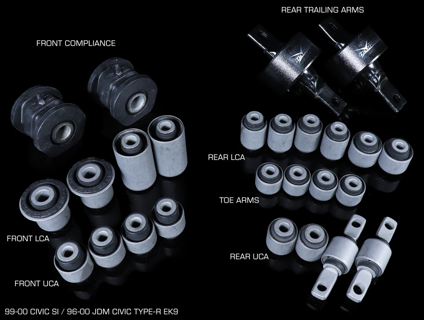 Hardrace Hard Rubber Bushing Set - 96-00 Civic CX-EX / 99-00 Si