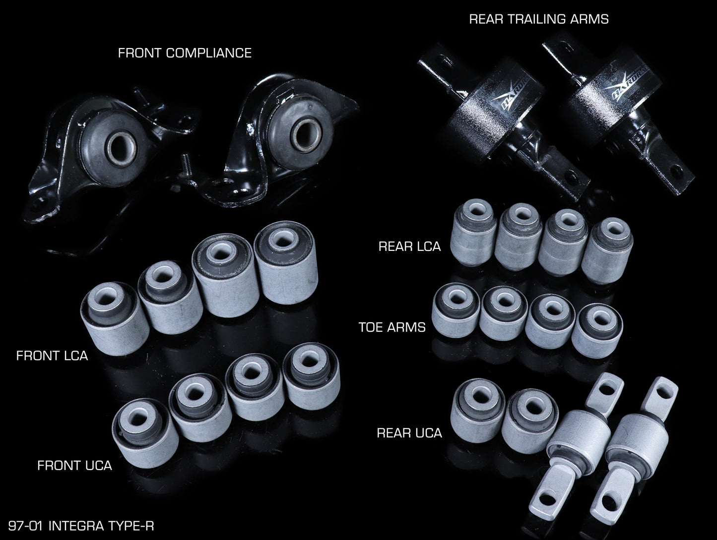 Hardrace Hard Rubber Bushing Set - 97-01 Integra Type-R