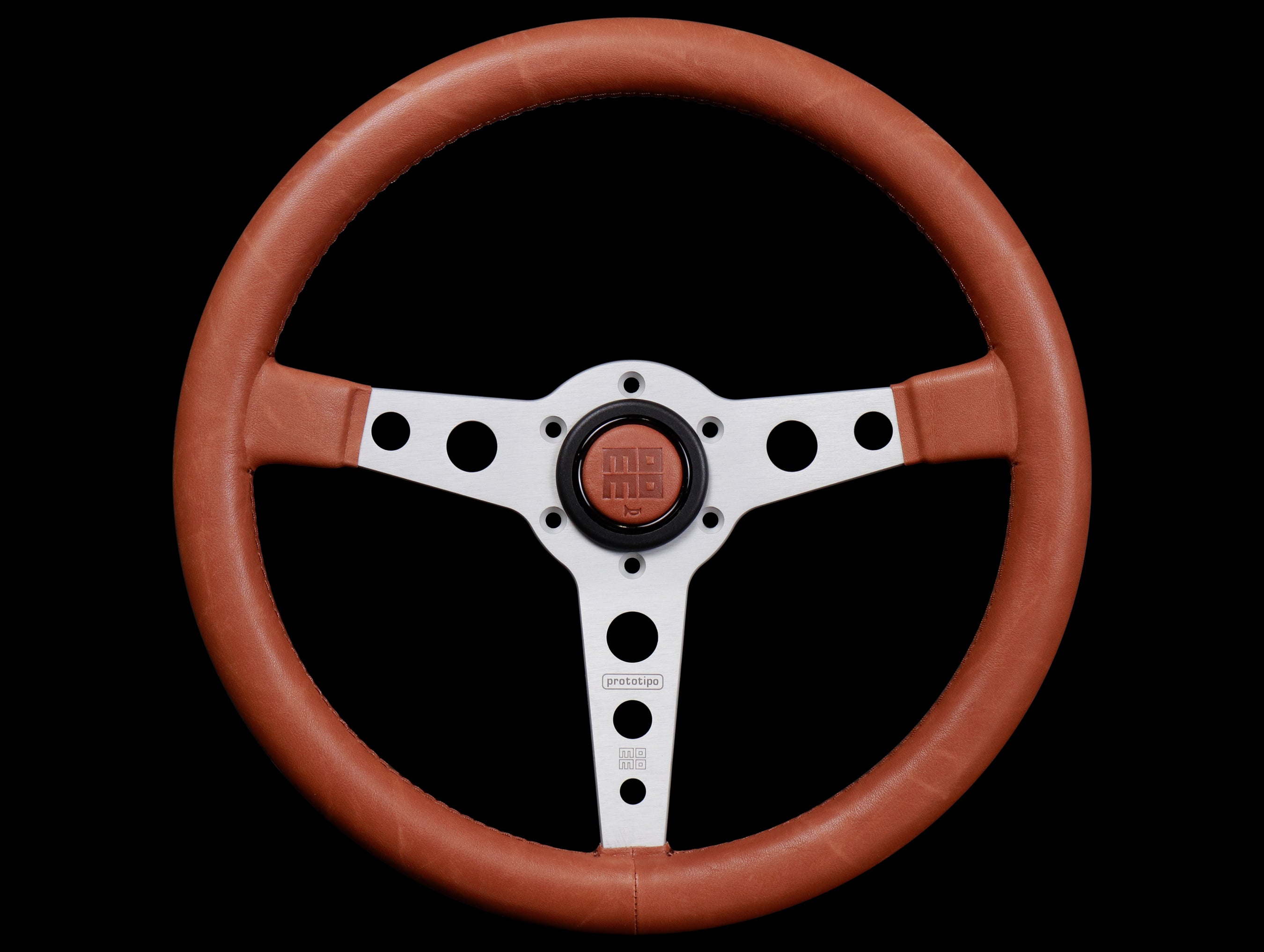 Momo 350mm Prototipo Heritage Steering Wheel - Tobacco Leather