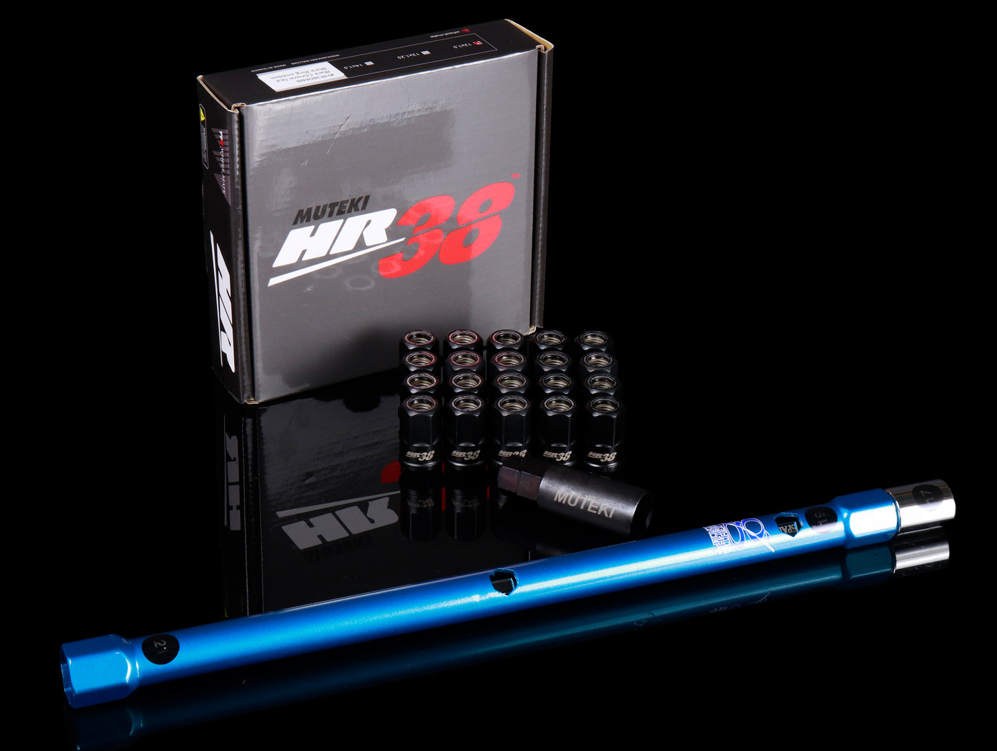 Muteki HR38 Black Lug Nuts + RAYS Gram Lights Smart Cross Wrench Combo