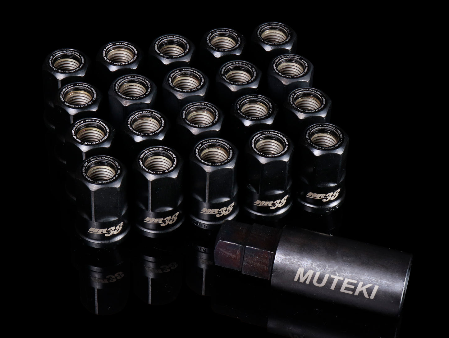 Muteki HR38 Black Lug Nuts + RAYS Gram Lights Smart Cross Wrench Combo