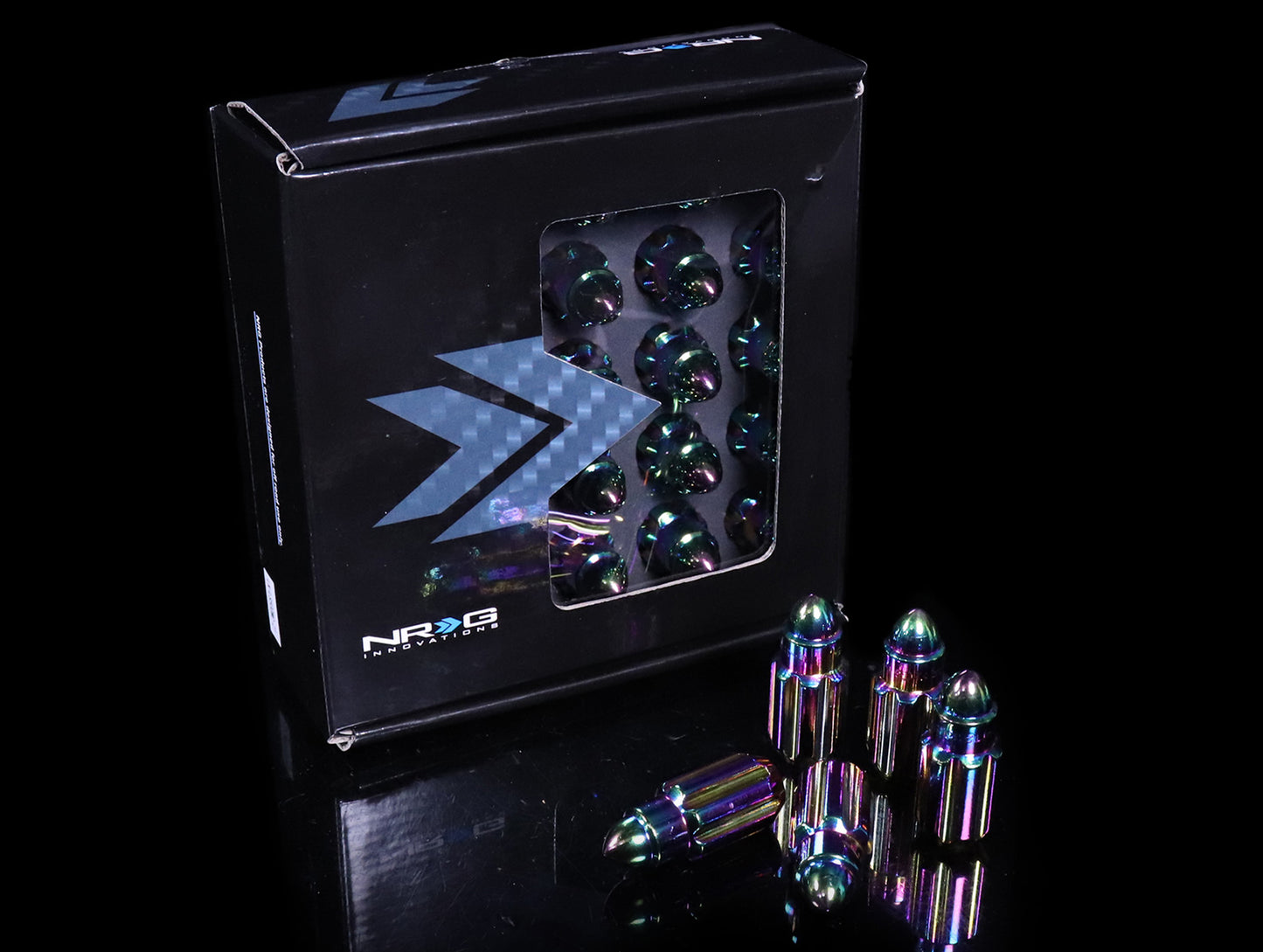 NRG 500 Series Bullet Closed End Steel Lug Nuts w/Key - Neo Chrome M12x1.50