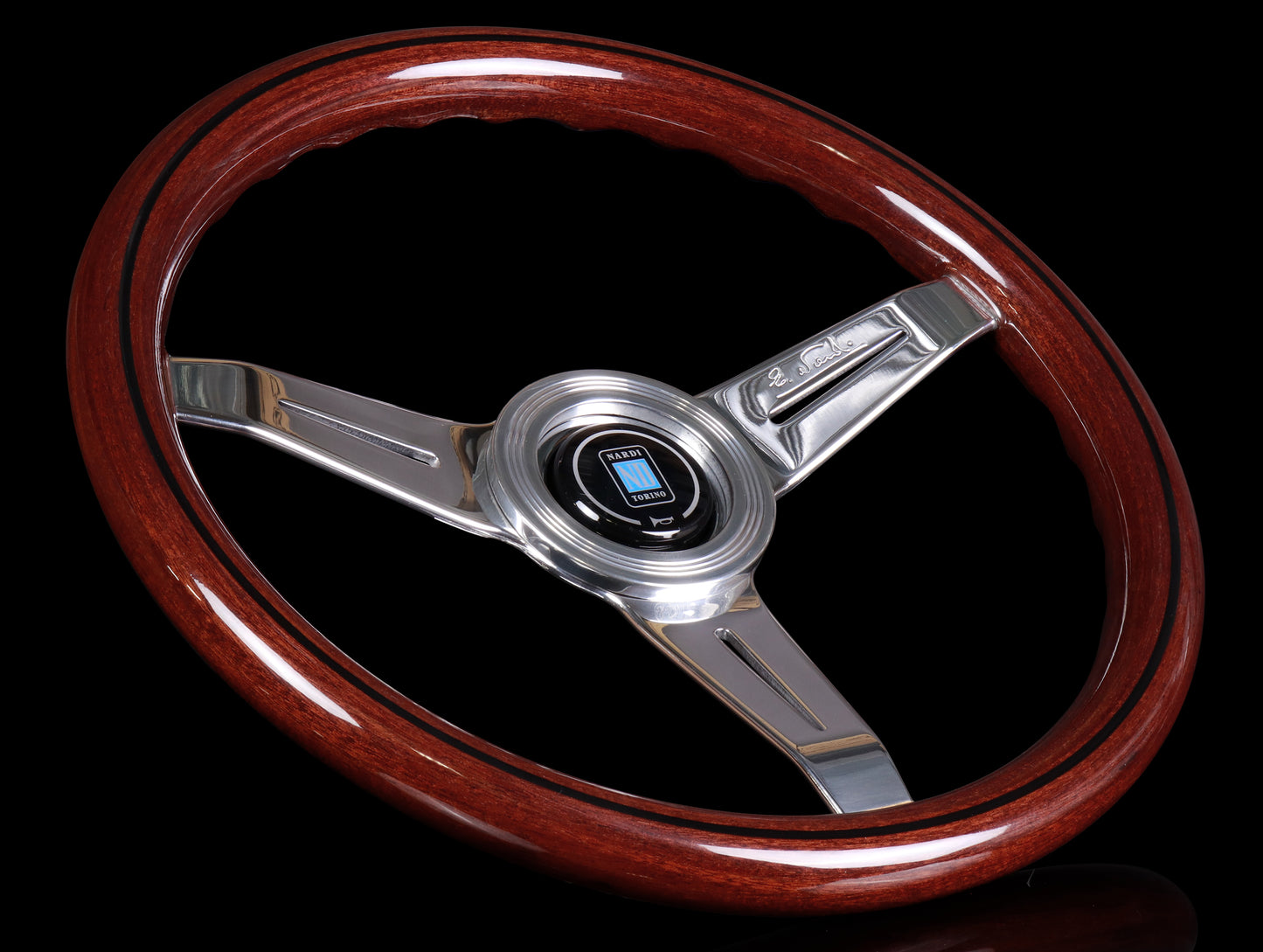 Nardi Classic Wood 340mm Steering Wheel w/ Polished Spokes