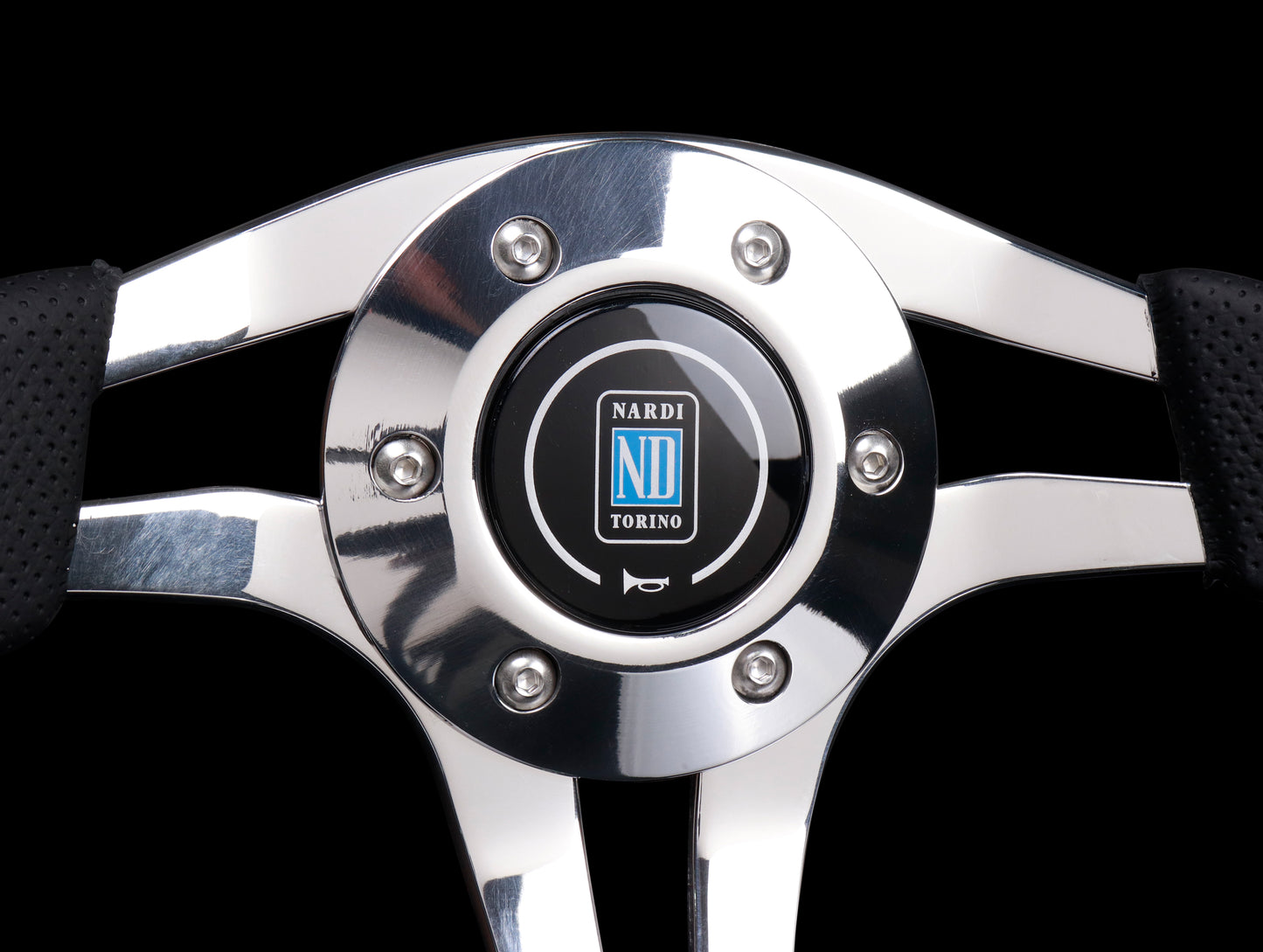 Nardi ND4 Metal 350mm Black Leather Wheel w/Polished Spokes