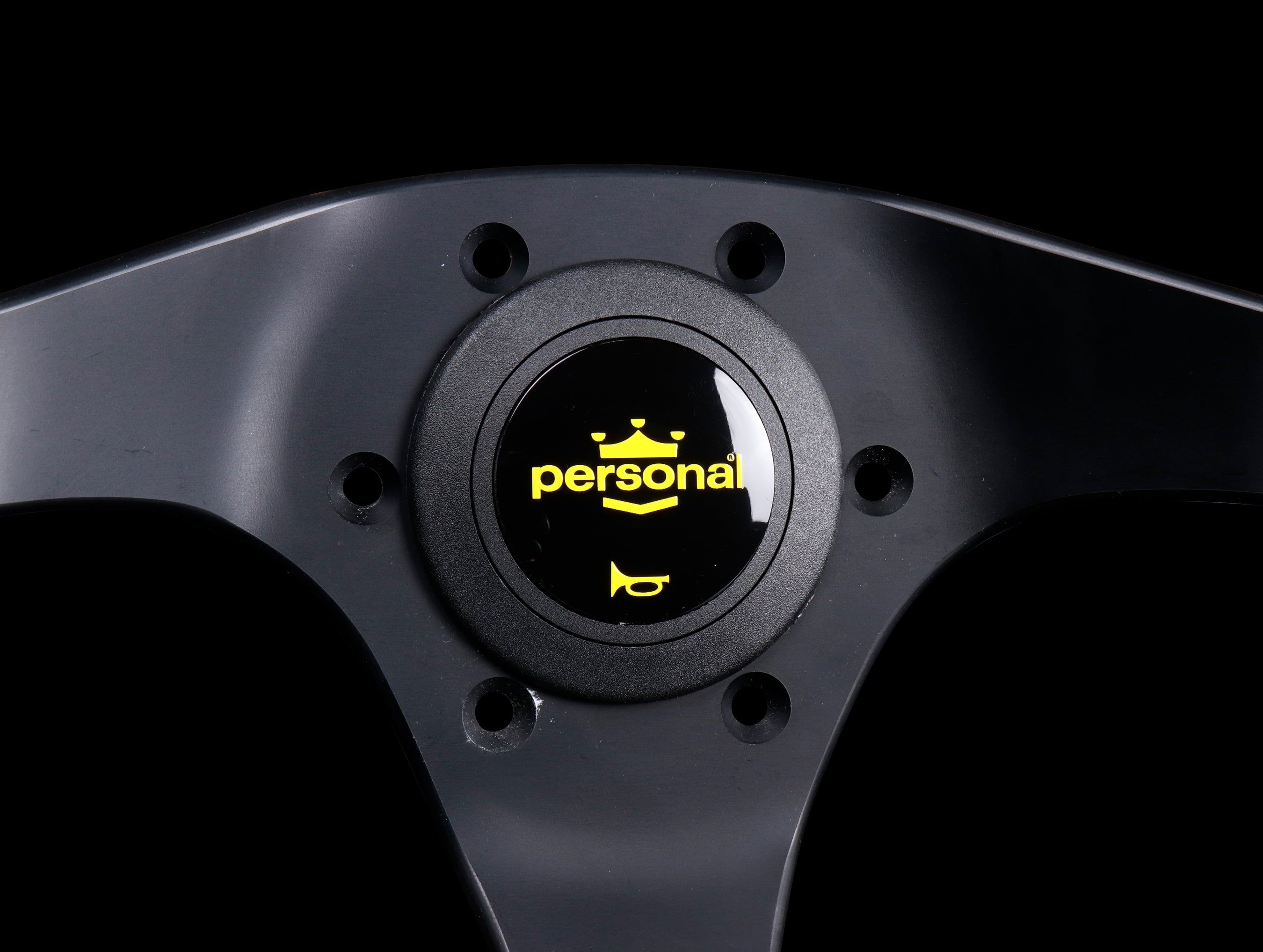 Personal Trophy 350mm Steering Wheel - Black Suede / Yellow Stitch - JHPUSA