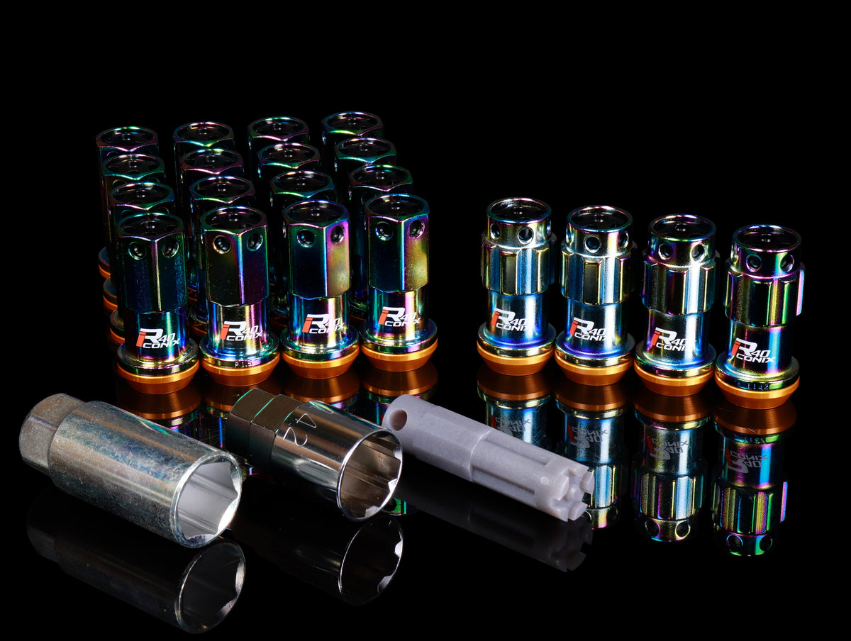 Project Kics R40 Iconix Extended Lug Nuts With Locks - Neo Chrome M14x1.50